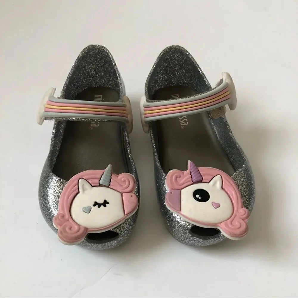 Mini Melissa Ultragirl unicorn silver glitter rubber Mary Jane